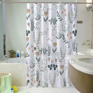 Plants and Flowers Shower Curtain Waterproof Fabric Bathroom