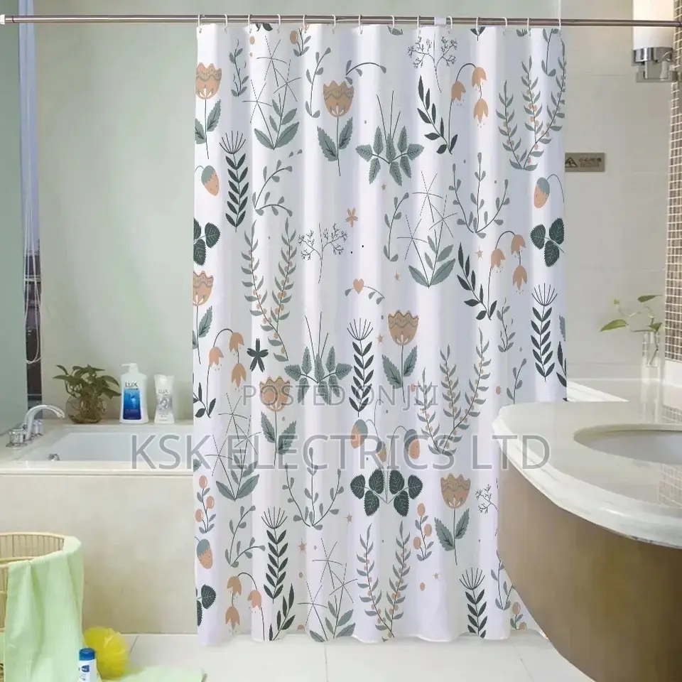 Plants and Flowers Shower Curtain Waterproof Fabric Bathroom
