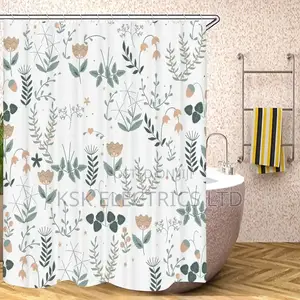 Plants and Flowers Shower Curtain Waterproof Fabric Bathroom