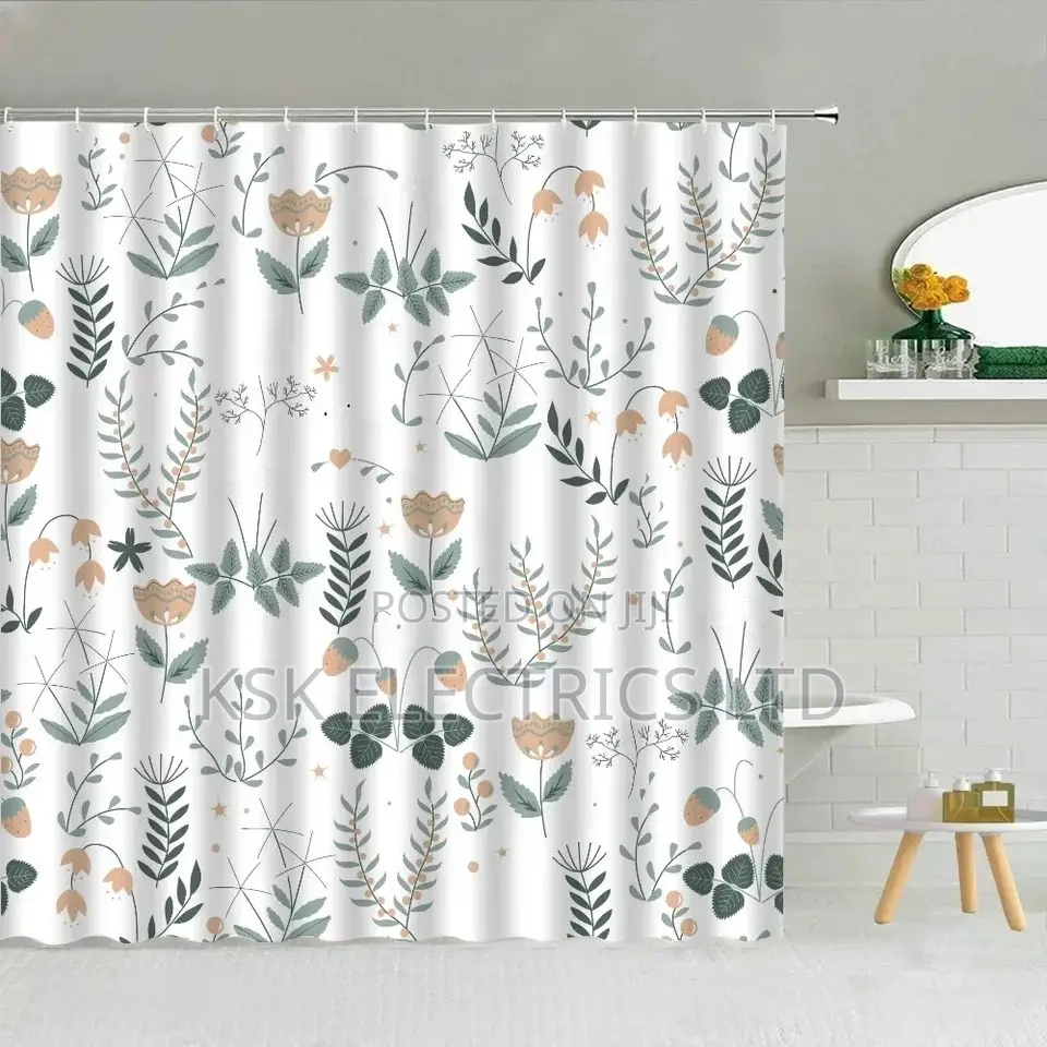 Plants and Flowers Shower Curtain Waterproof Fabric Bathroom