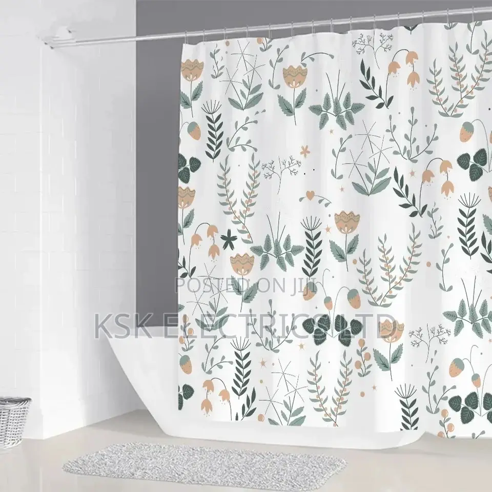Plants and Flowers Shower Curtain Waterproof Fabric Bathroom