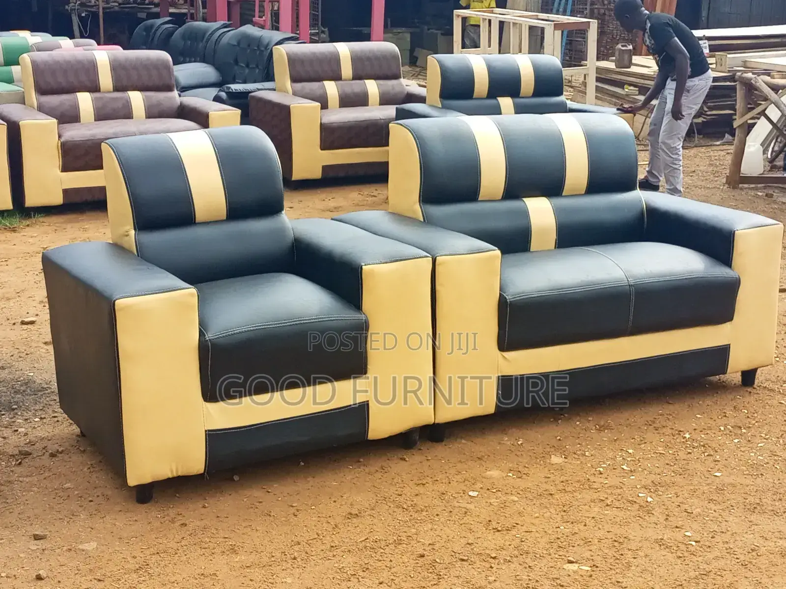 Leather Three Seater Sofa