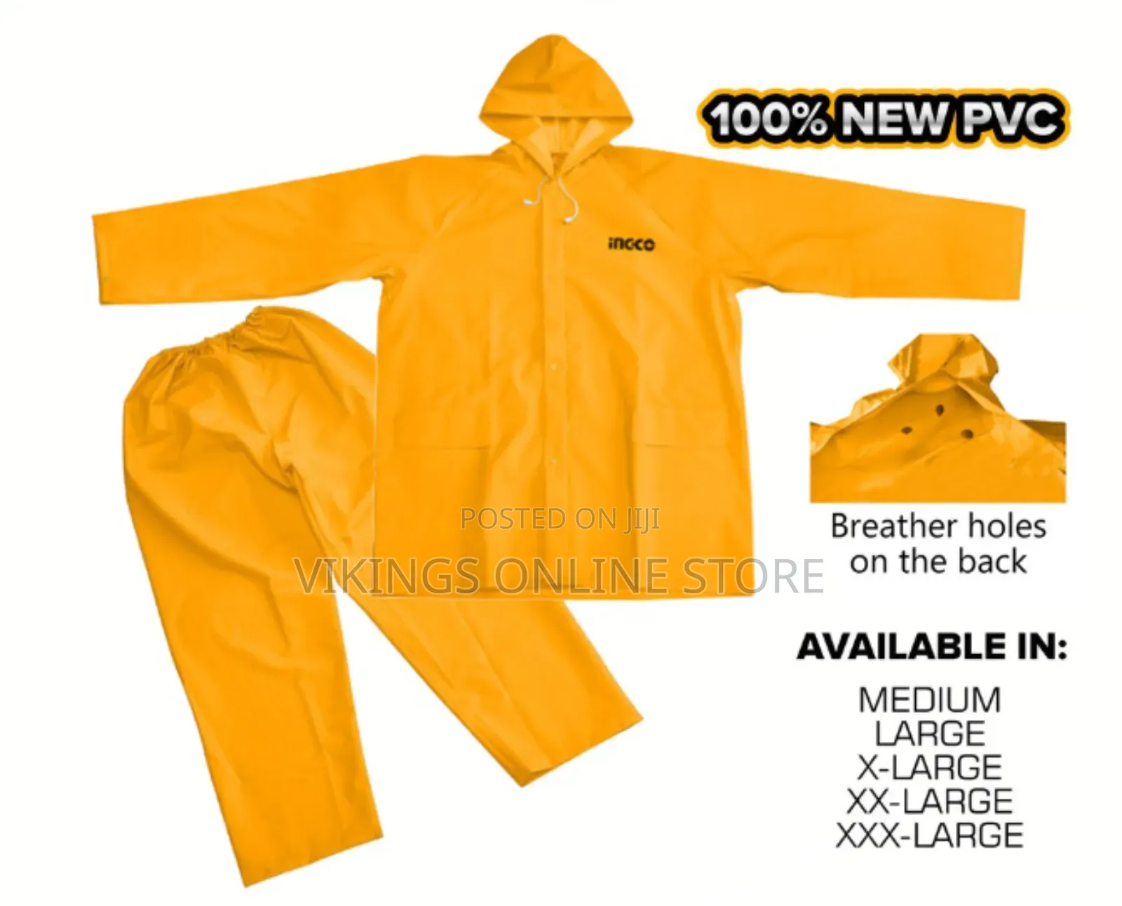 INGCO Rain Coat Suit Set With Zipper And 2 Pockets