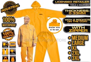 INGCO Rain Coat Suit Set With Zipper And 2 Pockets