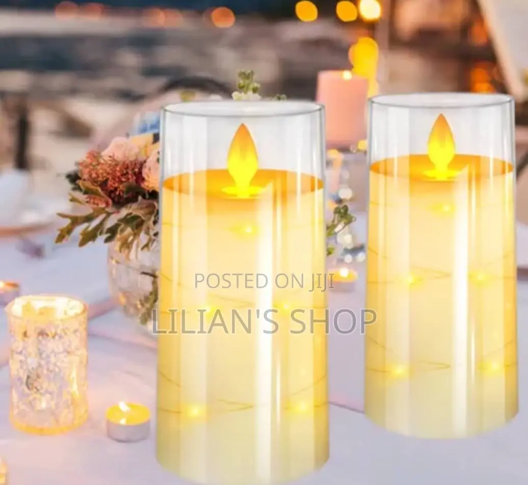 Glass LED Flameless Candle With Light String Remote Control