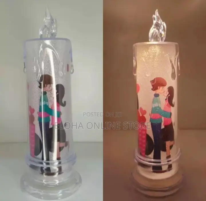 PLASTIC Couple Candle With Glitter LED Lights