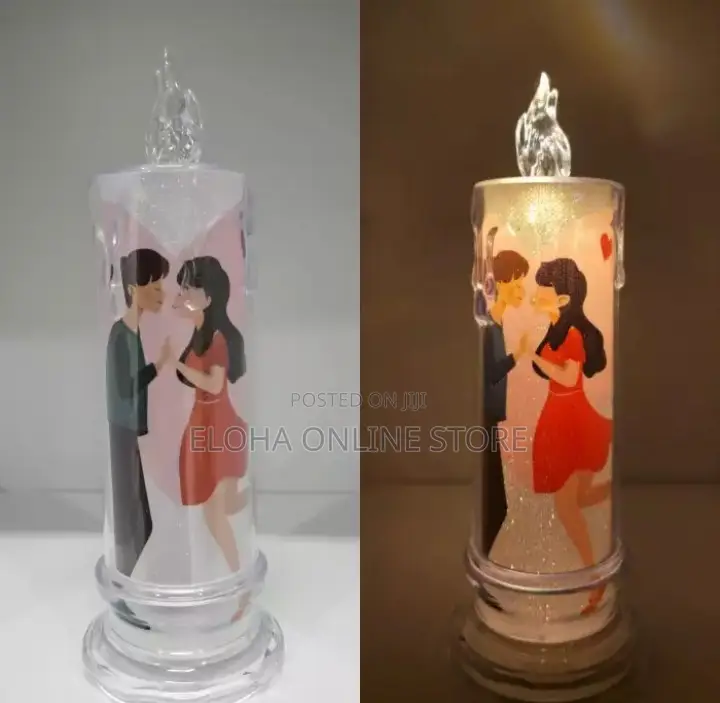 PLASTIC Couple Candle With Glitter LED Lights