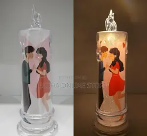 PLASTIC Couple Candle With Glitter LED Lights