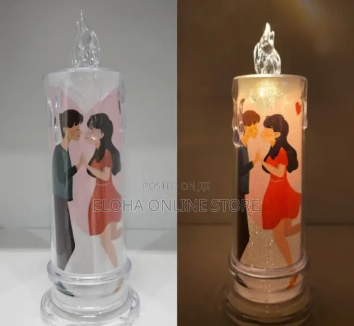 PLASTIC Couple Candle With Glitter LED Lights