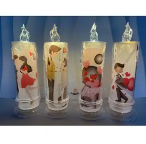 PLASTIC Couple Candle With Glitter LED Lights