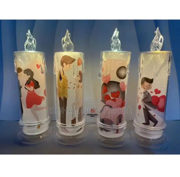 PLASTIC Couple Candle With Glitter LED Lights