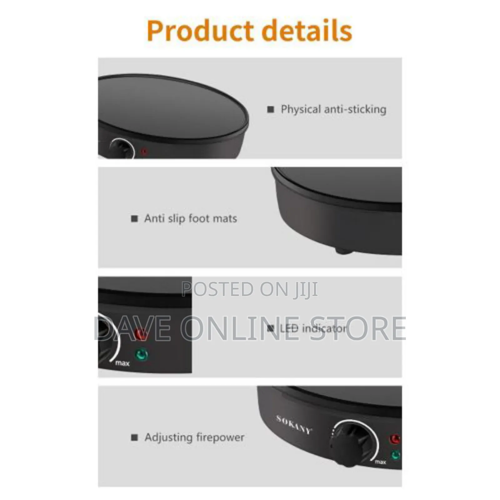 Sokany Electric Barbeque Chappati Pies Crepe Tortilla Maker