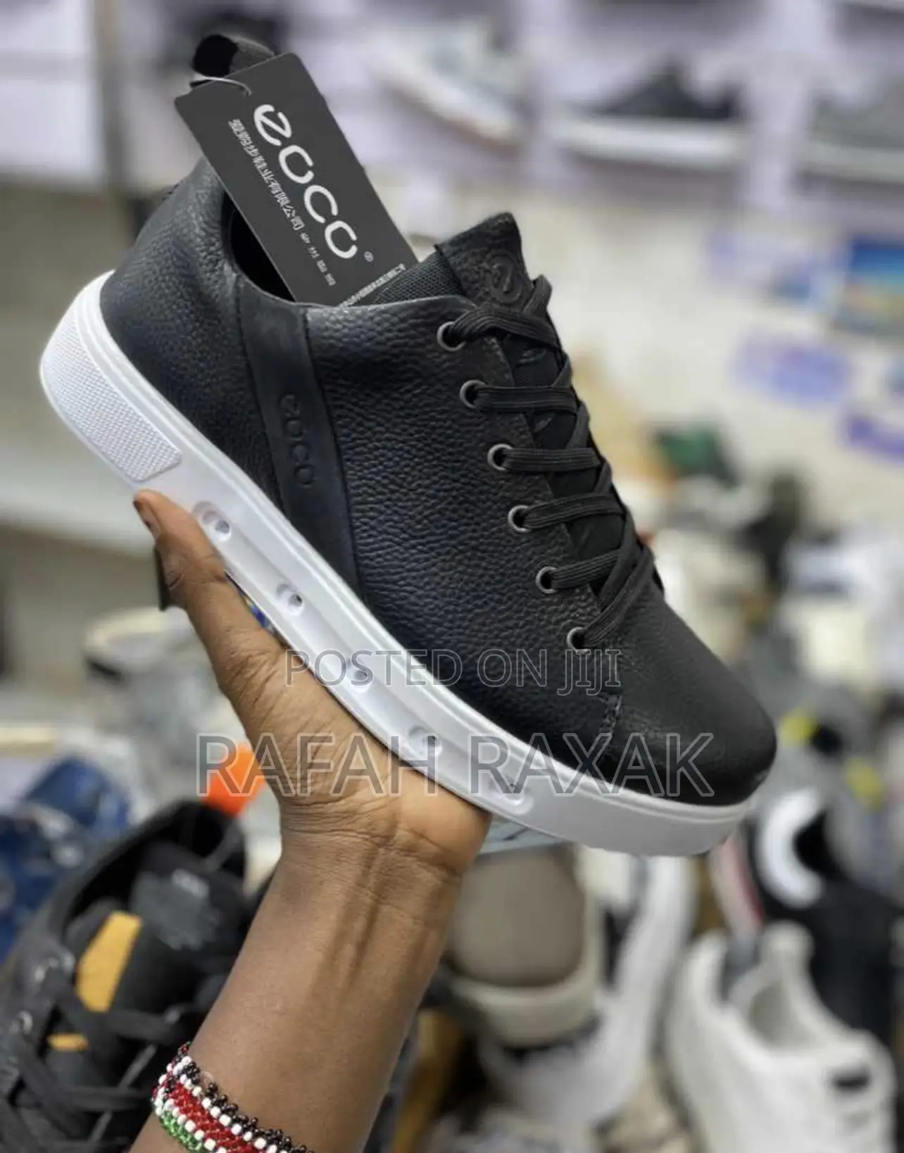 Original Black/White Men’S Casual Ecco Leather Shoes