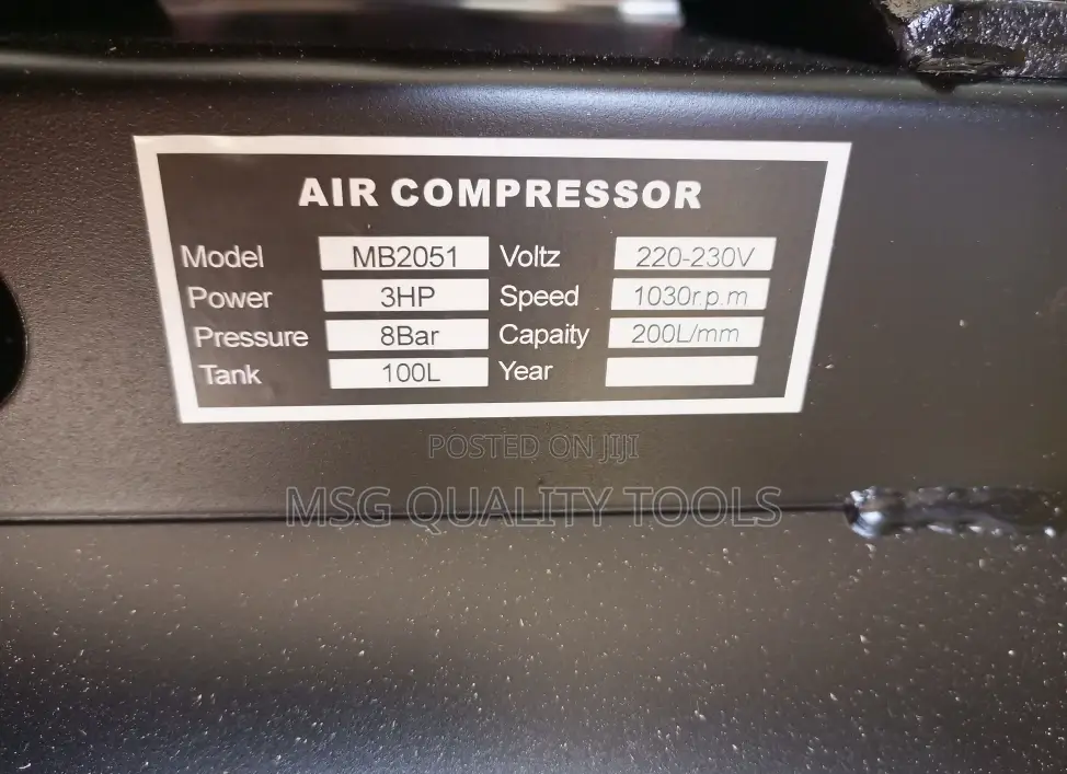 Air Compressor 100ltrs 3hp