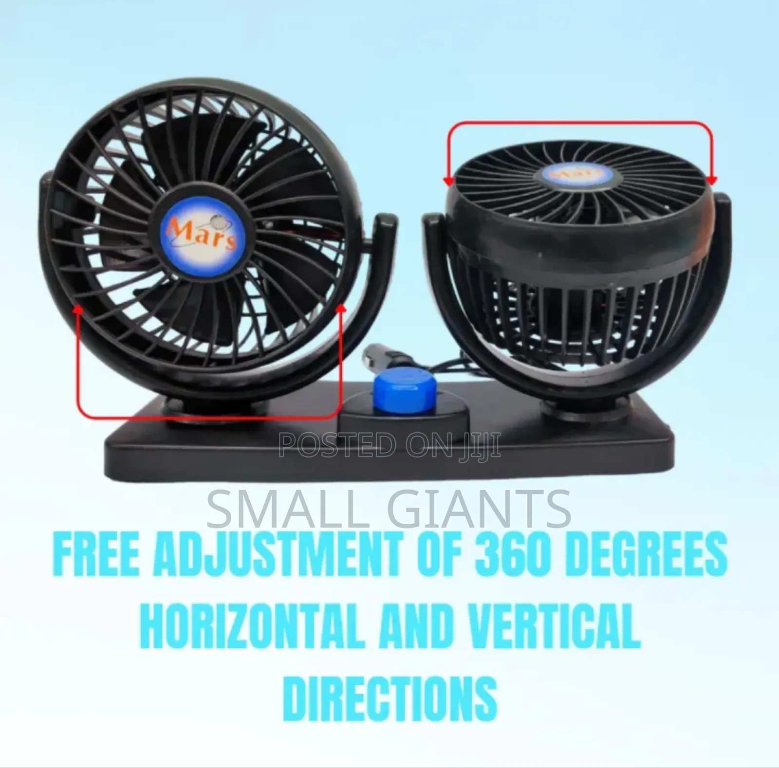 Oscillating Double Headed Vehicle Fan