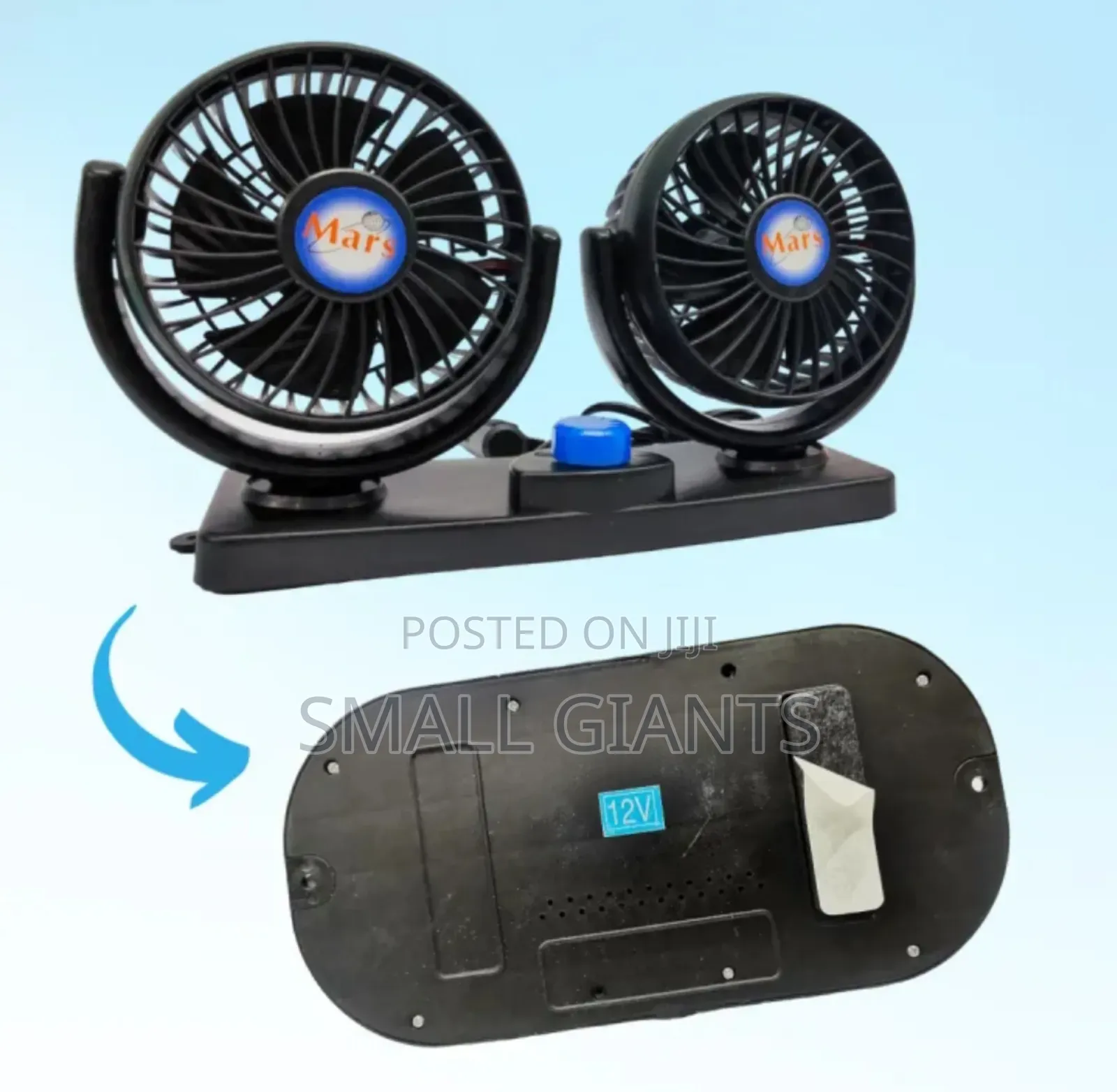 Oscillating Double Headed Vehicle Fan