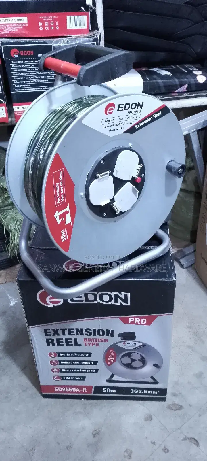 50m,(2.5mm Cable Extension Cable Reel,Heavy Duty/Industrial