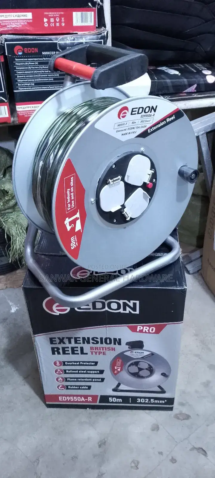 50m,(2.5mm Cable Extension Cable Reel,Heavy Duty/Industrial