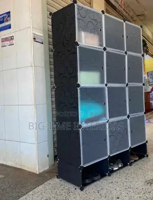 3 Column Plastic Wardrobe- Black