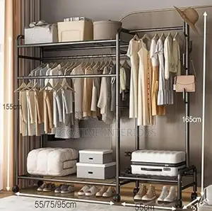 Multipurpose Clothes Hanger Rack- Black