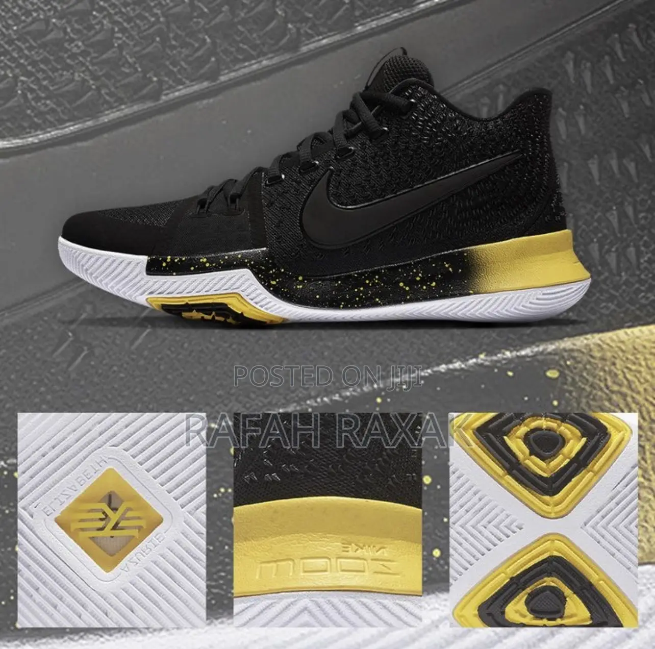 Original Nike Kyrie Irving 3 Black/Yellow Basketball Sneaker