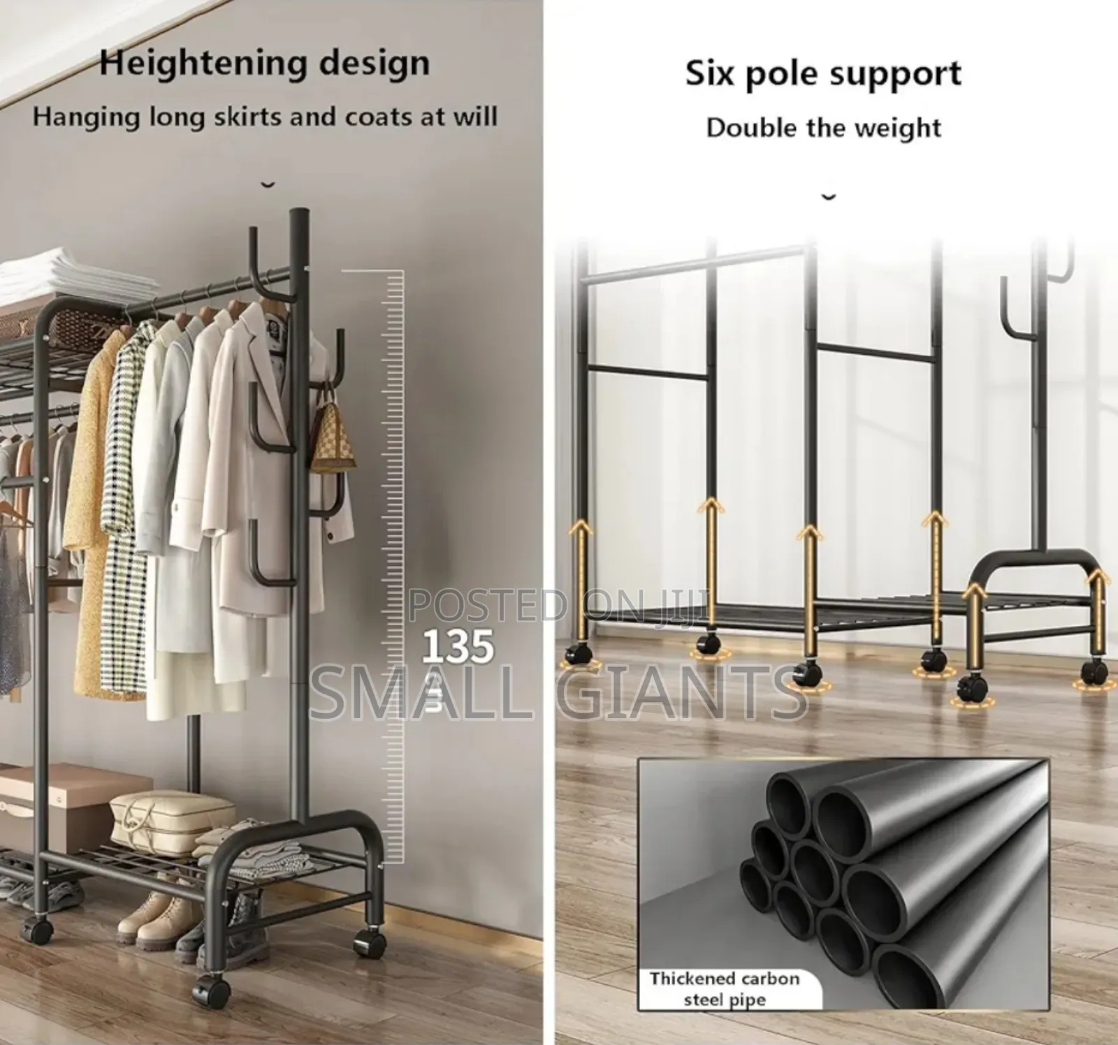Heavyduty Sturdy Metal Freestanding Garment Rack With Wheels