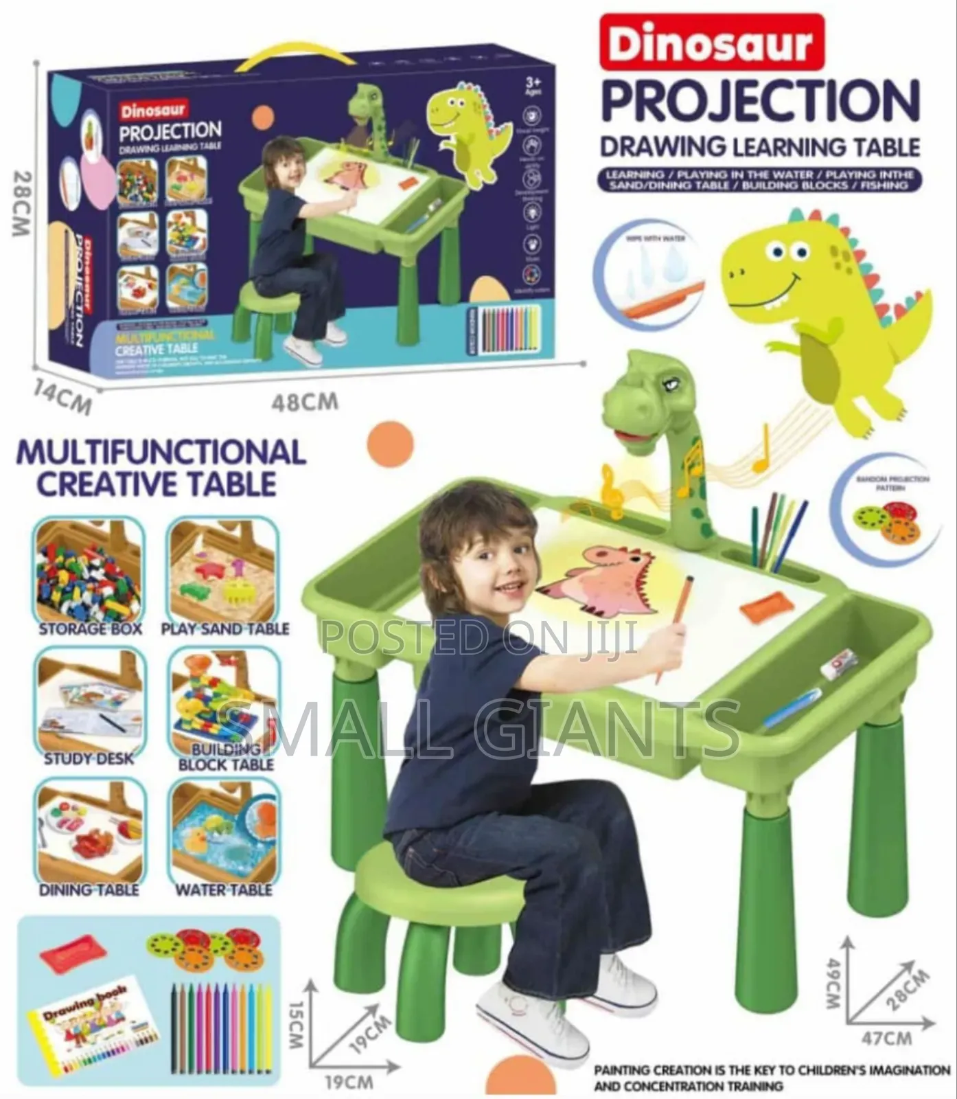 Dinosaur Projection Drawing Learning Table With Kids Chair