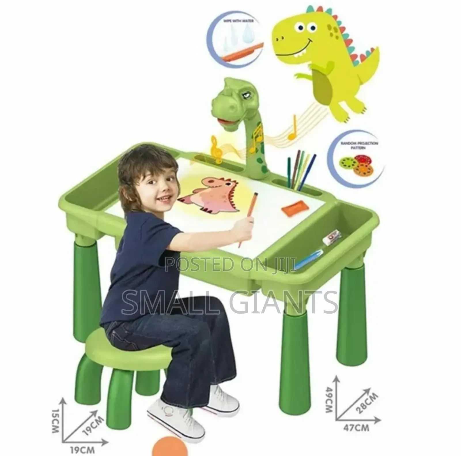 Dinosaur Projection Drawing Learning Table With Kids Chair