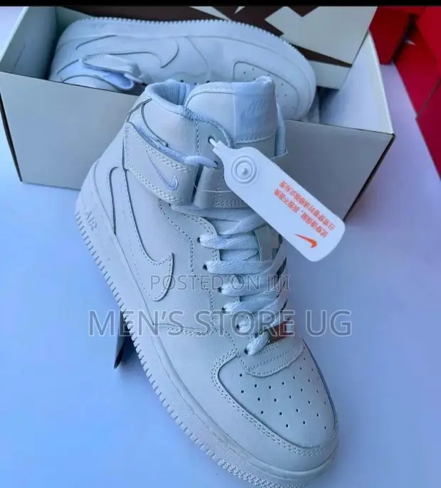 Nike Air Force Long Neck High Top Plain White in Central