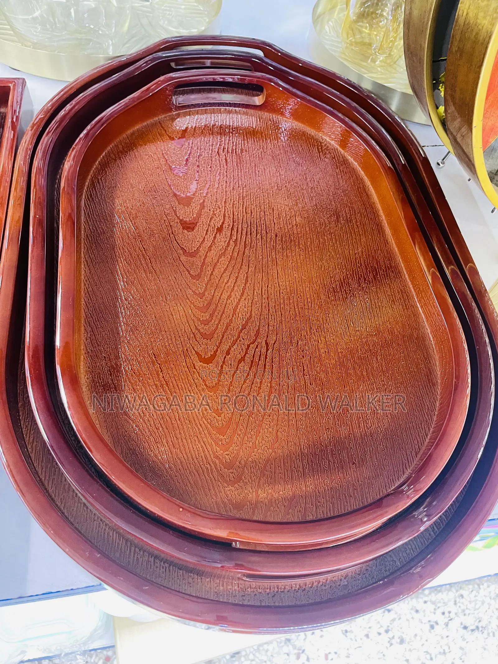 3pc Set of Multi-Functional Bamboo Trays Both Square/Round