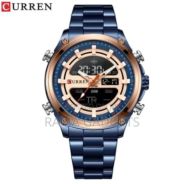 CURREN Men Digital Watch Big Case Chronograph Watch LED