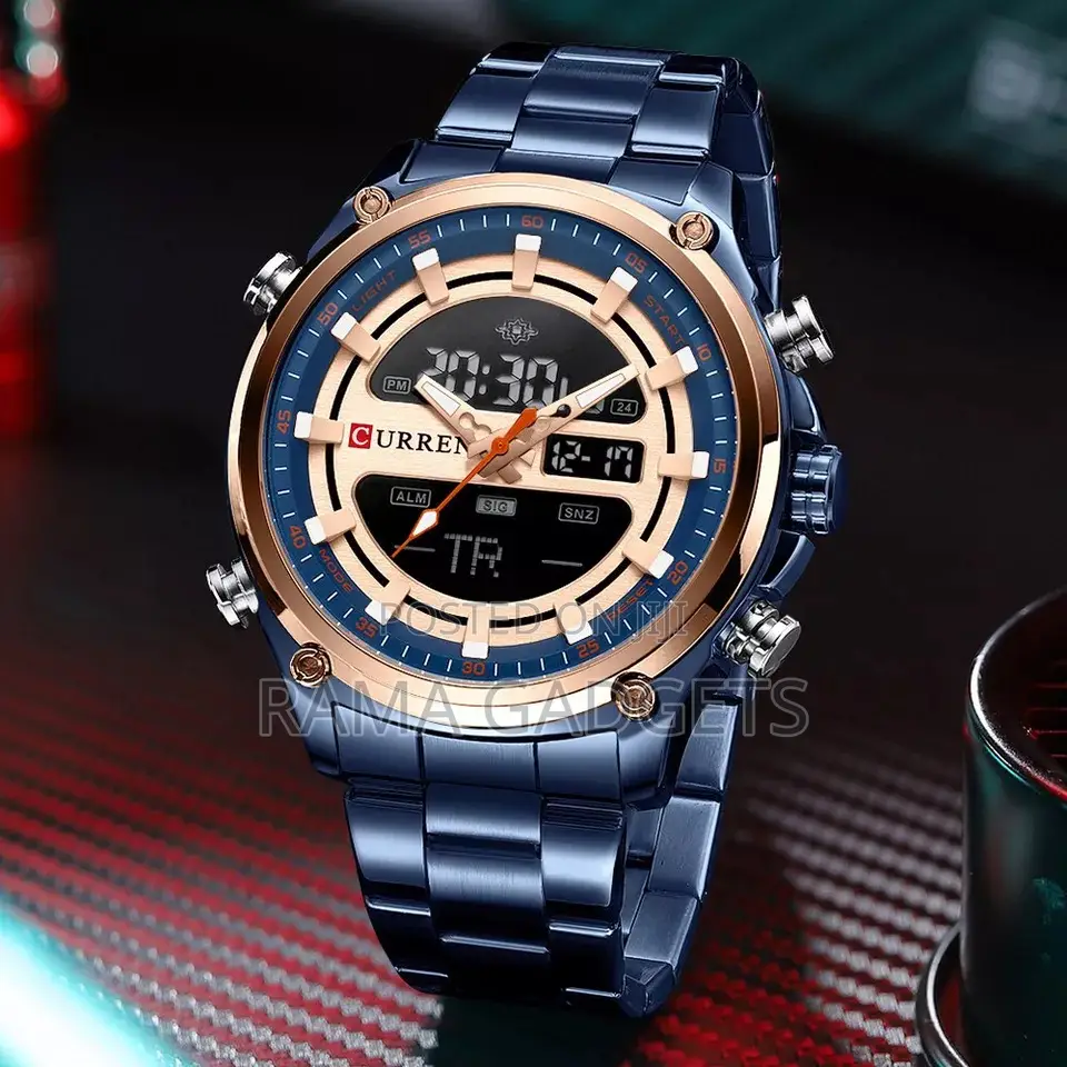 CURREN Men Digital Watch Big Case Chronograph Watch LED