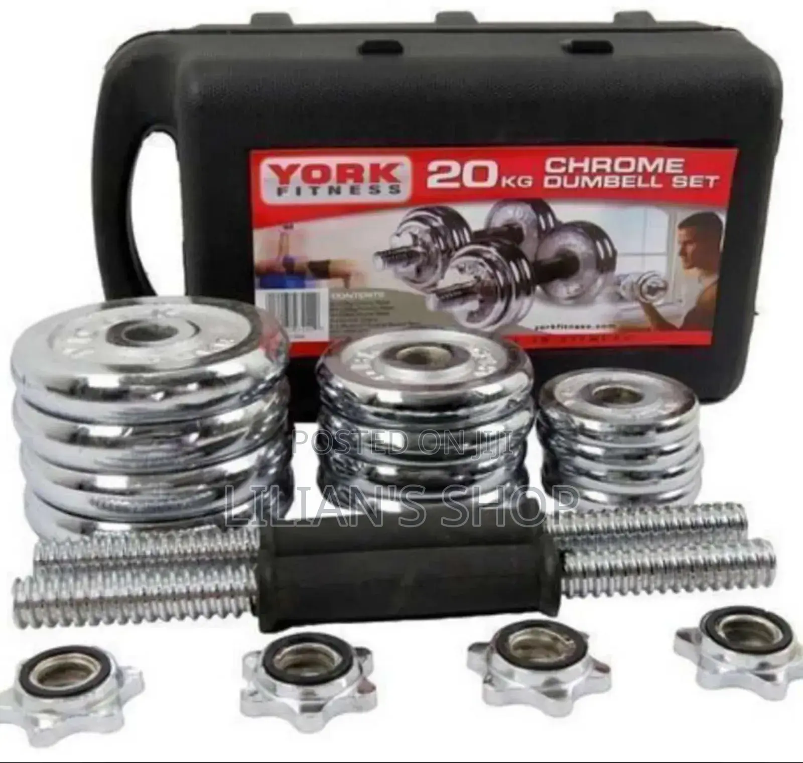 York 20kg Planted Adjustable Dumbbell Set - Sliver
