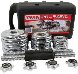 York 20kg Planted Adjustable Dumbbell Set - Sliver