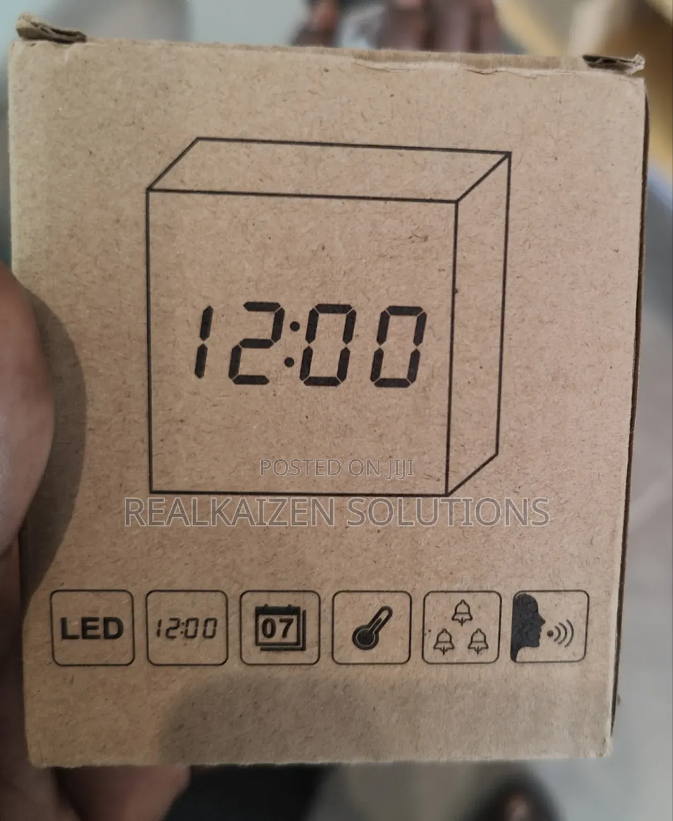 Wooden Style Cubic Square White LED Digital Alarm Clock