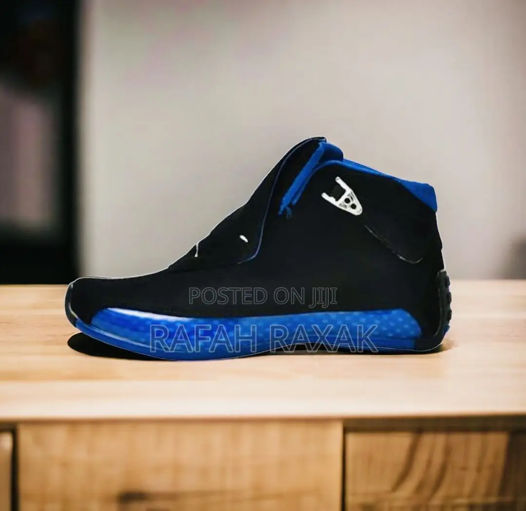 Original Air Jordan 18 Retro Black Royal Blue Sole Sneaker