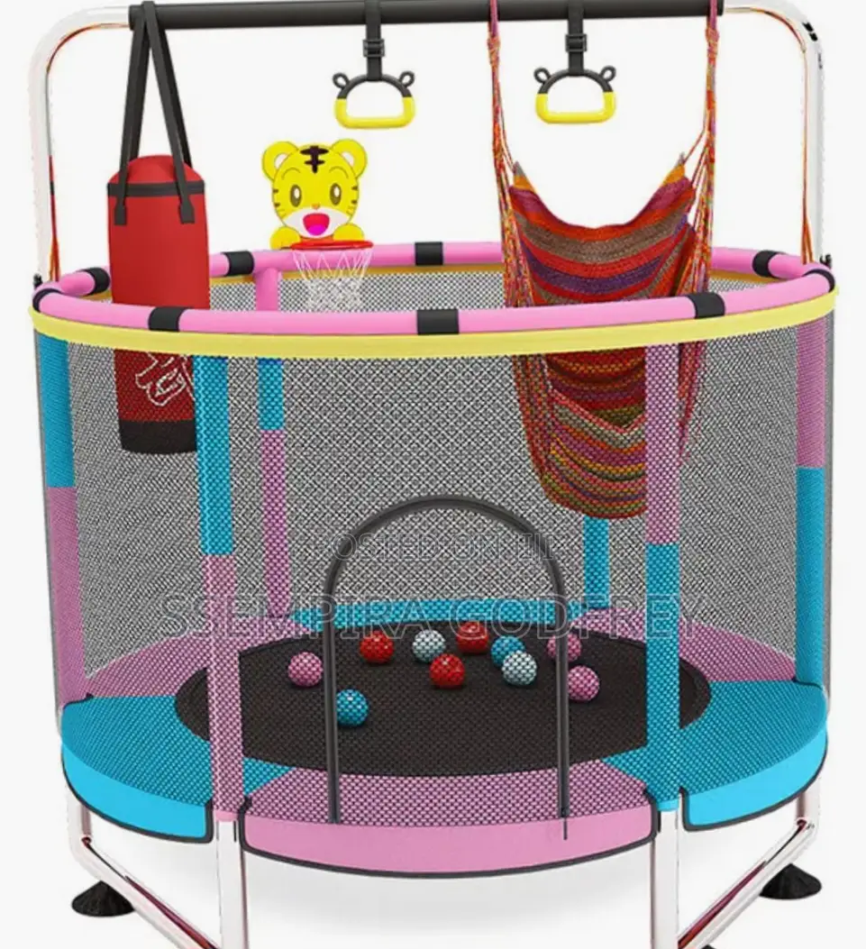 Trampoline With Safety Net Pull Up and Boxing Bag
