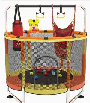 Trampoline With Safety Net Pull Up and Boxing Bag