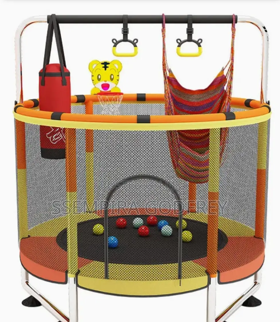 Trampoline With Safety Net Pull Up and Boxing Bag