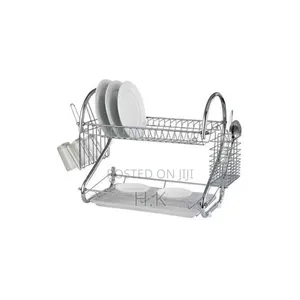 2 Tier Plate Dish Drying Draining Rack Storage Organizer