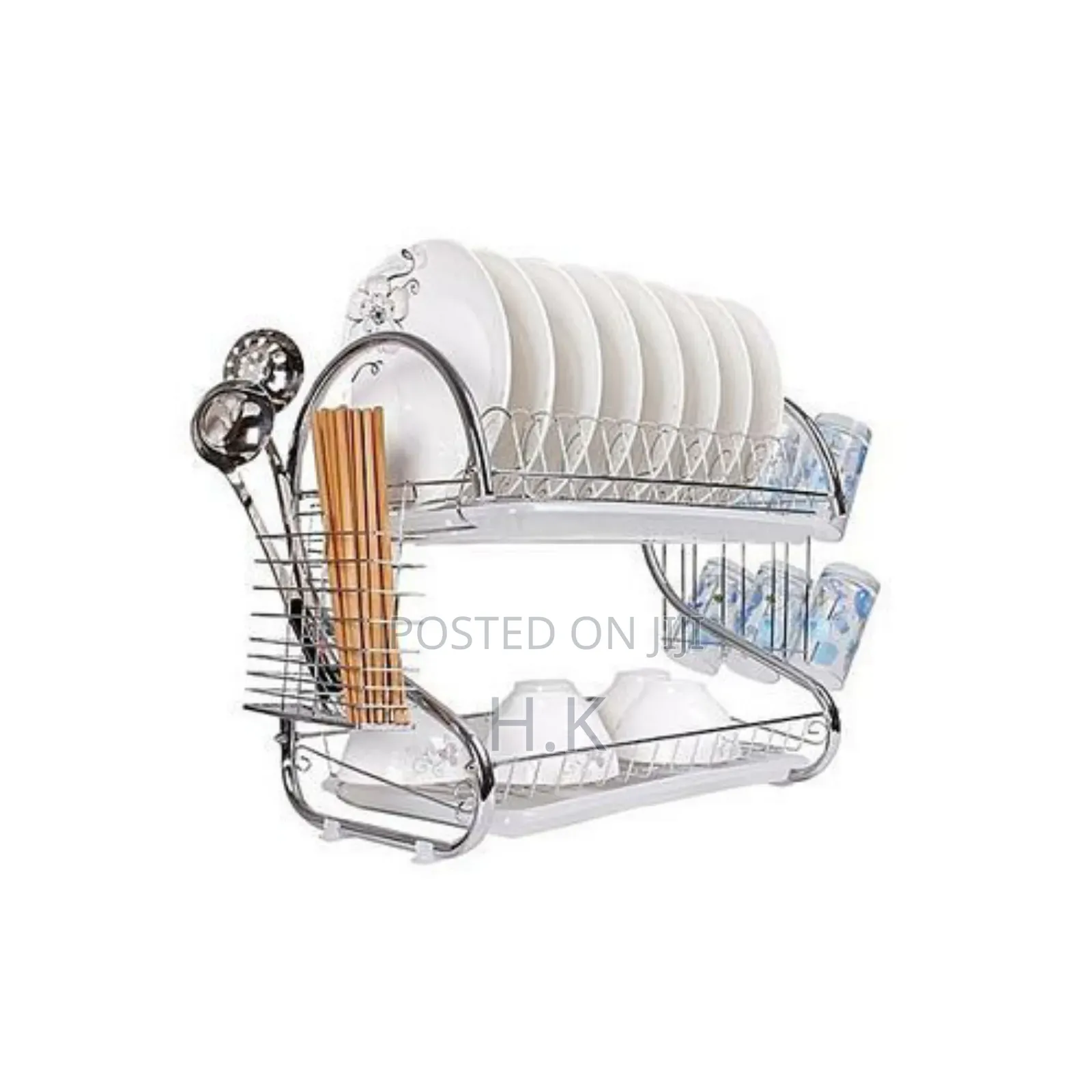 2 Tier Plate Dish Drying Draining Rack Storage Organizer