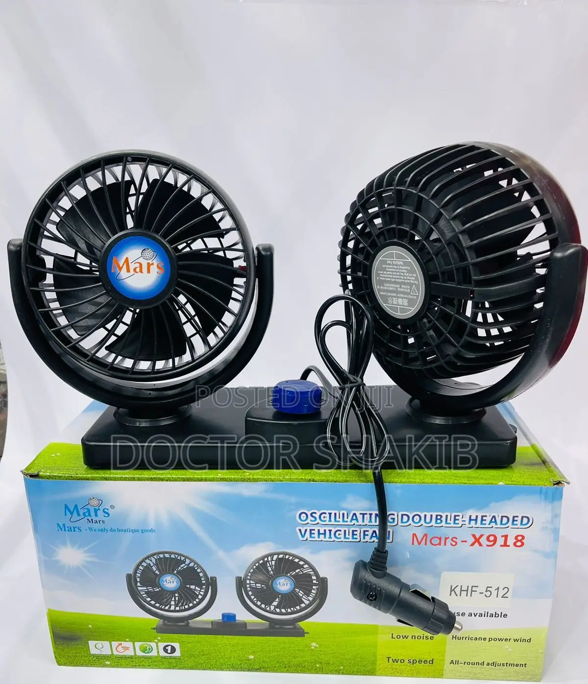 Mars-X918 Double Headed Portable Car Fan