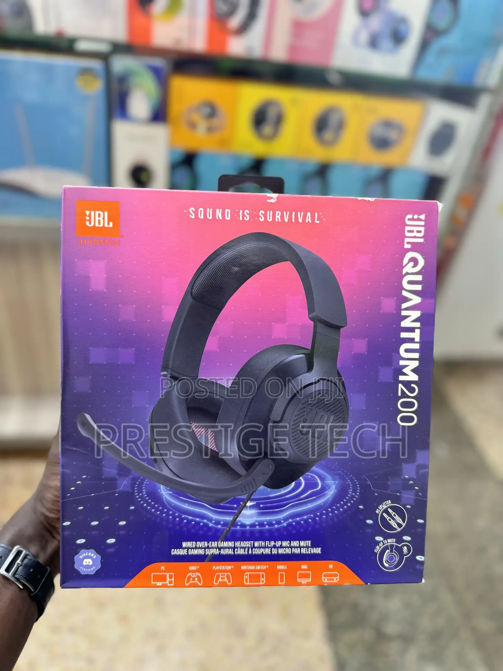 JBL Quantum 200 Wired Over Ear Headphones With Flip Up Mic