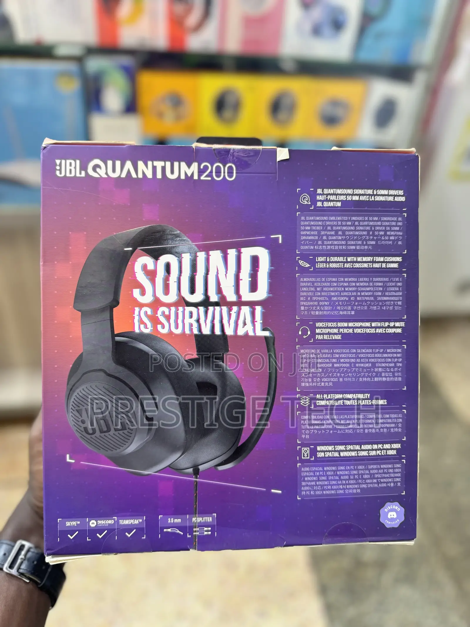JBL Quantum 200 Wired Over Ear Headphones With Flip Up Mic