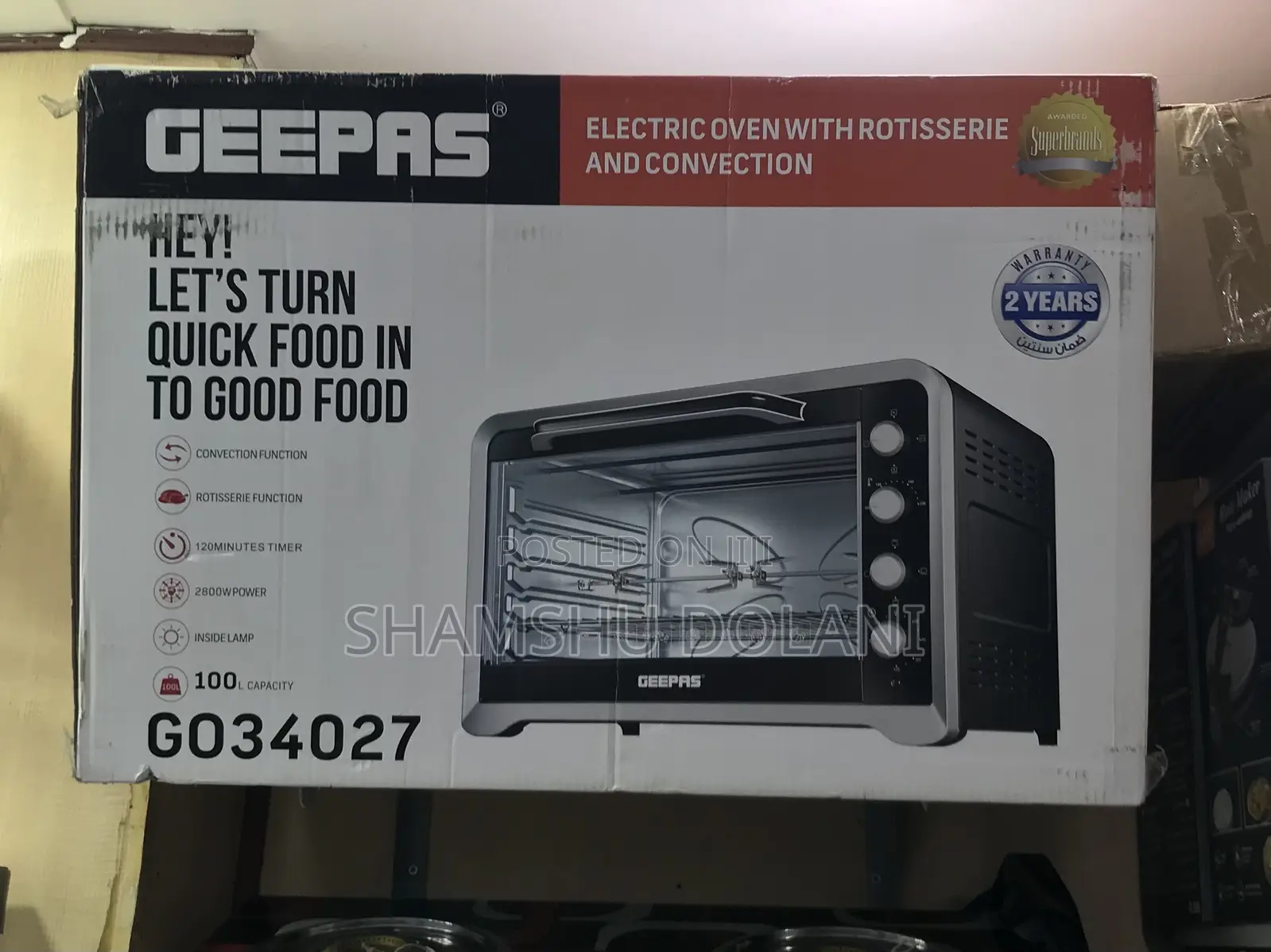 Geepas Electric Oven 100ltrs