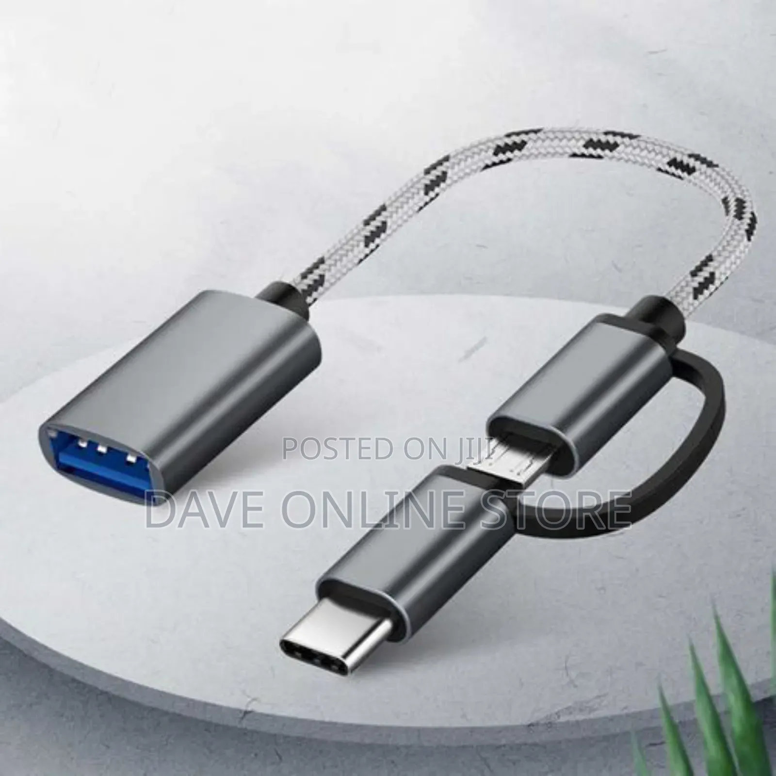 Type-C Male + Micro Usb Male Female Otg Adapter - Black