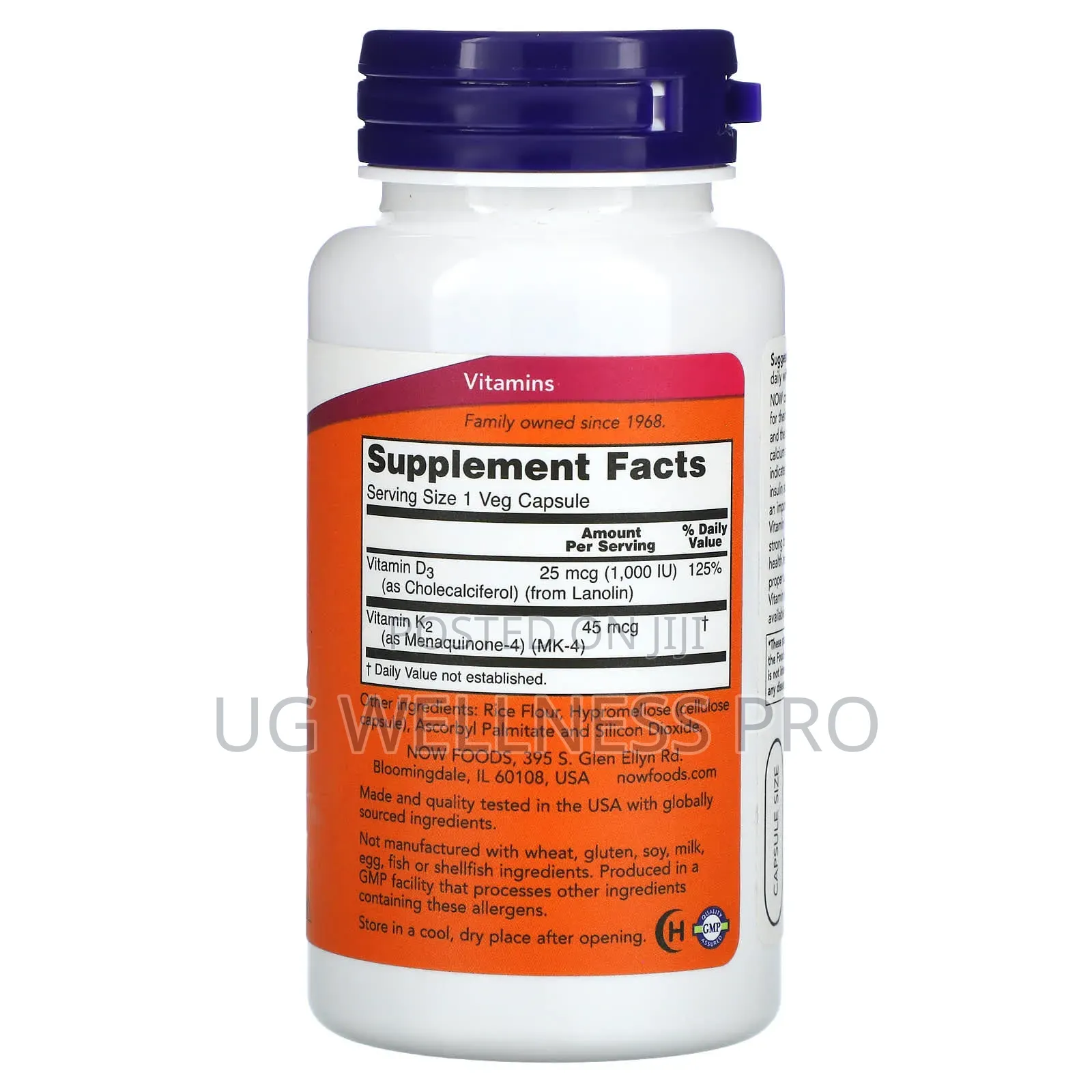 Now Foods, Vitamin D3 D-3 K-2, 120 Veg Capsules