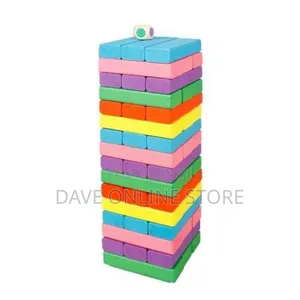 Wooden Jenga Blocks Game Play Multicolored