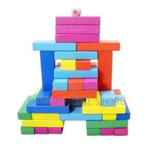 Wooden Jenga Blocks Game Play Multicolored