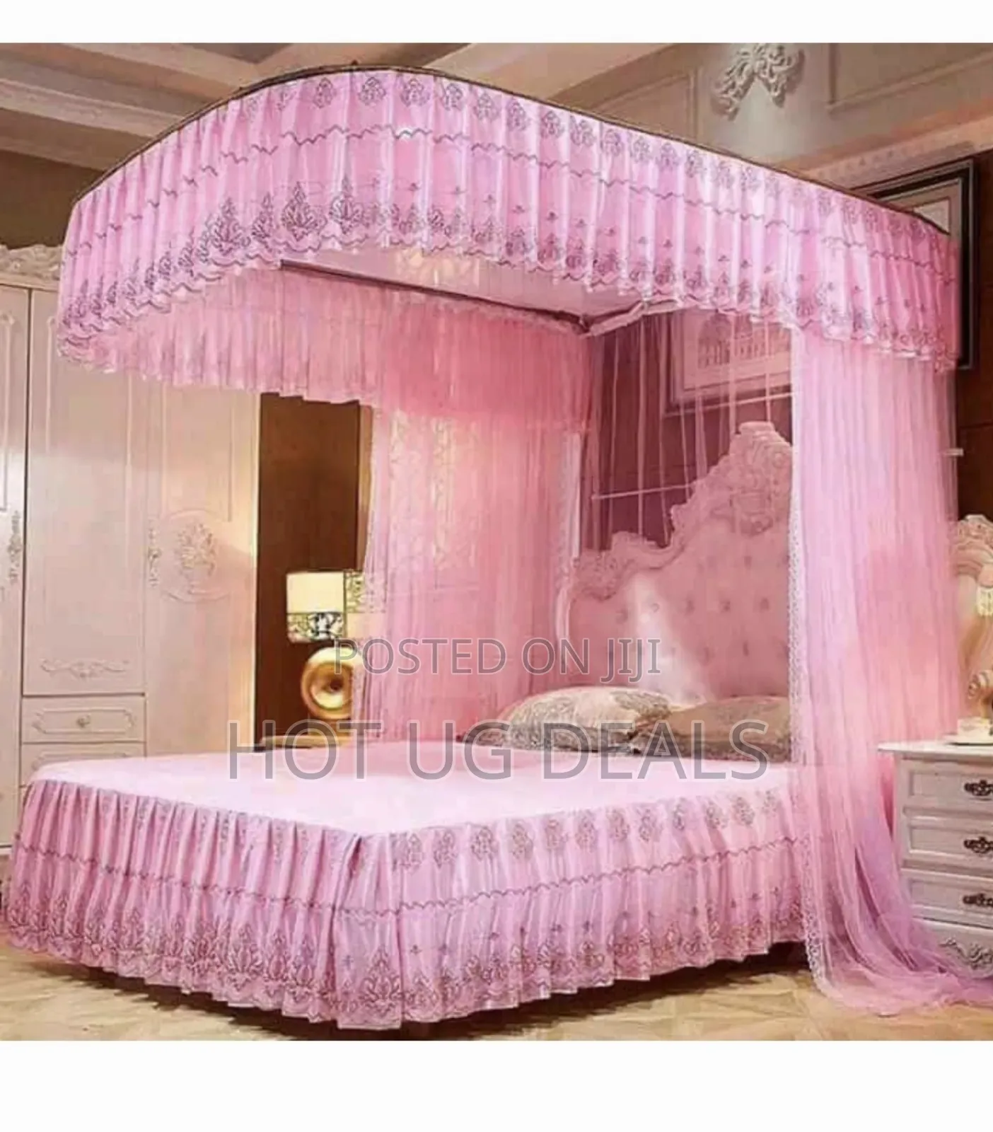 5x6 Two Stand Railed Mosquito Net - Pink Top Design May Vary